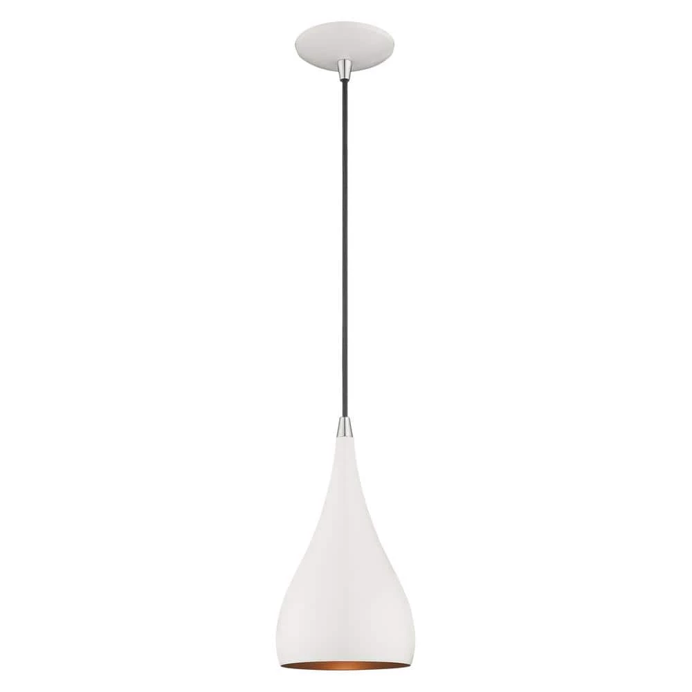 Metal Shade Mini Pendants 1 Light Shiny White Mini Pendant by Livex Lighting 1 Metal Shade Mini Pendants 1 Light Shiny White Mini Pendant by Livex Lighting