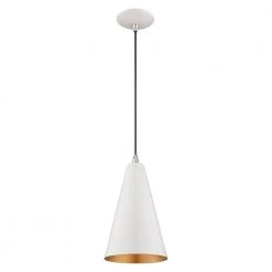 Metal Shade Mini Pendants 1 Light Shiny White Mini Pendant by Livex Lighting -Livex Lighting shop shiny white livex lighting pendant lights 41175 69 1f 1000