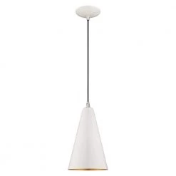 Metal Shade Mini Pendants 1 Light Shiny White Mini Pendant by Livex Lighting