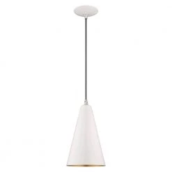 Metal Shade Mini Pendants 1 Light Shiny White Mini Pendant by Livex Lighting -Livex Lighting shop shiny white livex lighting pendant lights 41175 69 c3 1000