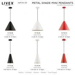 Metal Shade Mini Pendants 1 Light Shiny White Mini Pendant by Livex Lighting -Livex Lighting shop shiny white livex lighting pendant lights 41175 69 d4 1000