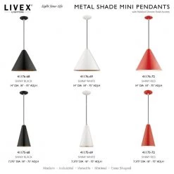 Metal Shade Mini Pendants 1 Light Shiny White Mini Pendant by Livex Lighting -Livex Lighting shop shiny white livex lighting pendant lights 41176 69 d4 1000