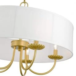 Brookdale 5-Light Soft Gold Pendant Light with Fabric Shade by Livex Lighting -Livex Lighting shop soft gold livex lighting chandeliers 42985 33 44 1000