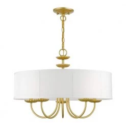 Brookdale 5-Light Soft Gold Pendant Light with Fabric Shade by Livex Lighting