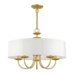 Brookdale 5-Light Soft Gold Pendant Light with Fabric Shade by Livex Lighting -Livex Lighting shop soft gold livex lighting chandeliers 42985 33 c3 1000