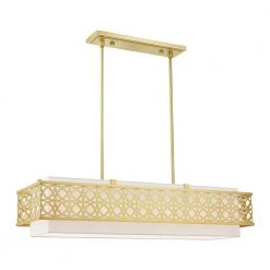 Calinda 6 Light Soft Gold Linear Chandelier by Livex Lighting