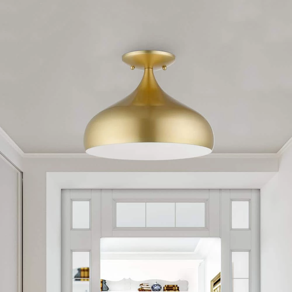 Amador 11.75 in. 1-Light Soft Gold Semi-Flush Mount by Livex Lighting 2 Amador 11.75 in. 1-Light Soft Gold Semi-Flush Mount by Livex Lighting - Image 2