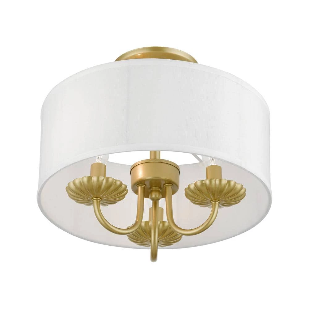Brookdale 13 in. 3-Light Soft Gold Semi-Flush Mount by Livex Lighting 5 Brookdale 13 in. 3-Light Soft Gold Semi-Flush Mount by Livex Lighting - Image 5