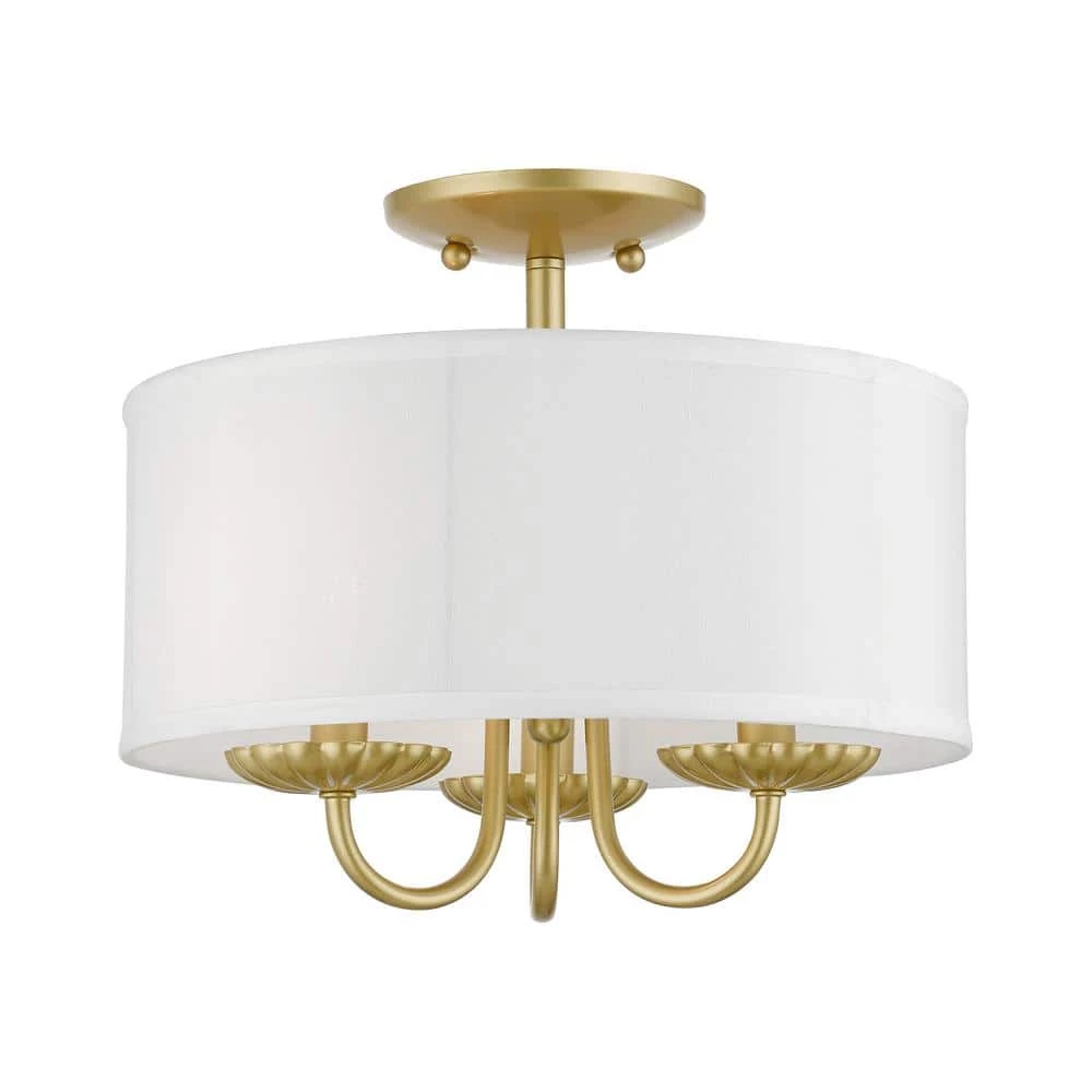 Brookdale 13 in. 3-Light Soft Gold Semi-Flush Mount by Livex Lighting 1 Brookdale 13 in. 3-Light Soft Gold Semi-Flush Mount by Livex Lighting