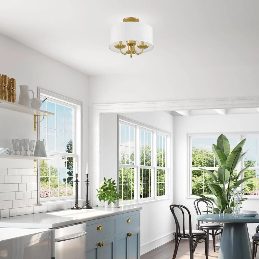 Brookdale 13 in. 3-Light Soft Gold Semi-Flush Mount by Livex Lighting 8 Brookdale 13 in. 3-Light Soft Gold Semi-Flush Mount by Livex Lighting - Image 8