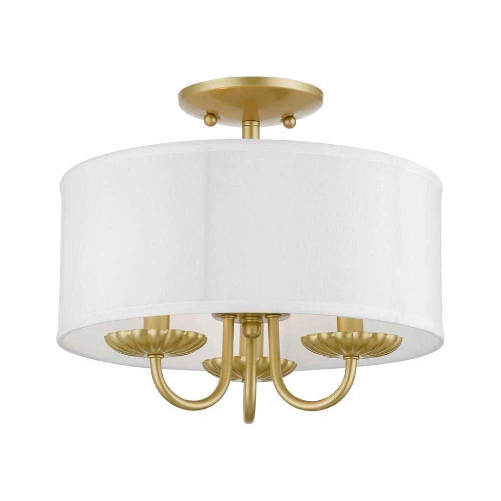Brookdale 13 in. 3-Light Soft Gold Semi-Flush Mount by Livex Lighting 3 Brookdale 13 in. 3-Light Soft Gold Semi-Flush Mount by Livex Lighting - Image 3