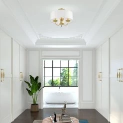 Brookdale 16 in. 3-Light Soft Gold Semi-Flush Mount by Livex Lighting -Livex Lighting shop soft gold livex lighting flush mount lights 42989 33 66 1000