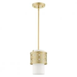 Calinda 1 Light Soft Gold Mini Pendant by Livex Lighting -Livex Lighting shop soft gold livex lighting pendant lights 49861 33 c3 1000
