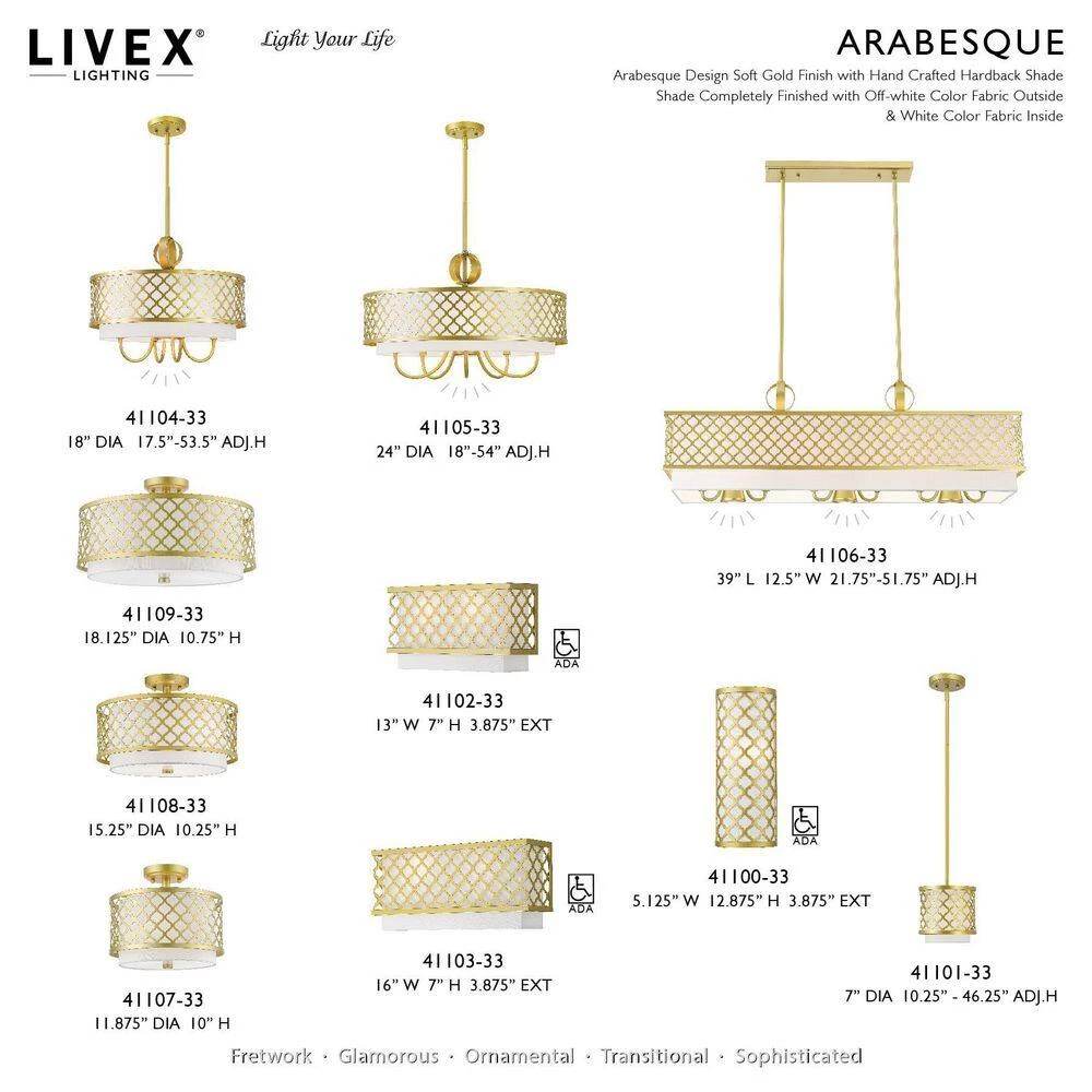 Arabesque 2-Light Soft Gold ADA Wall Sconce by Livex Lighting 11 Arabesque 2-Light Soft Gold ADA Wall Sconce by Livex Lighting - Image 11