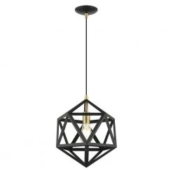 Geometric 1 Light Textured Black Pendant by Livex Lighting -Livex Lighting shop textured black livex lighting chandeliers 41328 14 1f 1000