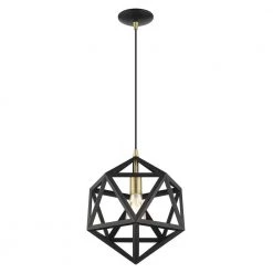 Geometric 1 Light Textured Black Pendant by Livex Lighting -Livex Lighting shop textured black livex lighting chandeliers 41328 14 4f 1000