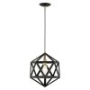 Geometric 1 Light Textured Black Pendant by Livex Lighting