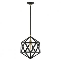 Geometric 1 Light Textured Black Pendant by Livex Lighting -Livex Lighting shop textured black livex lighting chandeliers 41328 14 c3 1000