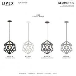 Geometric 1 Light Textured Black Pendant by Livex Lighting -Livex Lighting shop textured black livex lighting chandeliers 41328 14 d4 1000