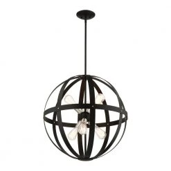 Stoneridge 6 Light Textured Black Pendant Chandelier by Livex Lighting -Livex Lighting shop textured black livex lighting chandeliers 49646 14 1f 1000