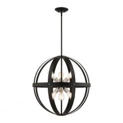 Stoneridge 6 Light Textured Black Pendant Chandelier by Livex Lighting