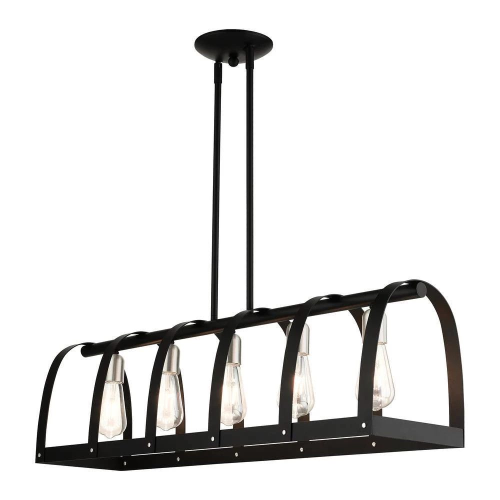 Stoneridge 5 Light Textured Black Linear Chandelier by Livex Lighting 9 Stoneridge 5 Light Textured Black Linear Chandelier by Livex Lighting - Image 9