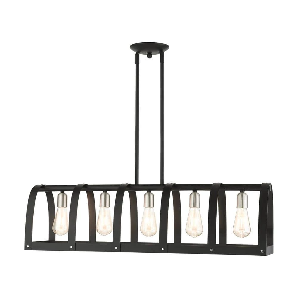 Stoneridge 5 Light Textured Black Linear Chandelier by Livex Lighting 1 Stoneridge 5 Light Textured Black Linear Chandelier by Livex Lighting