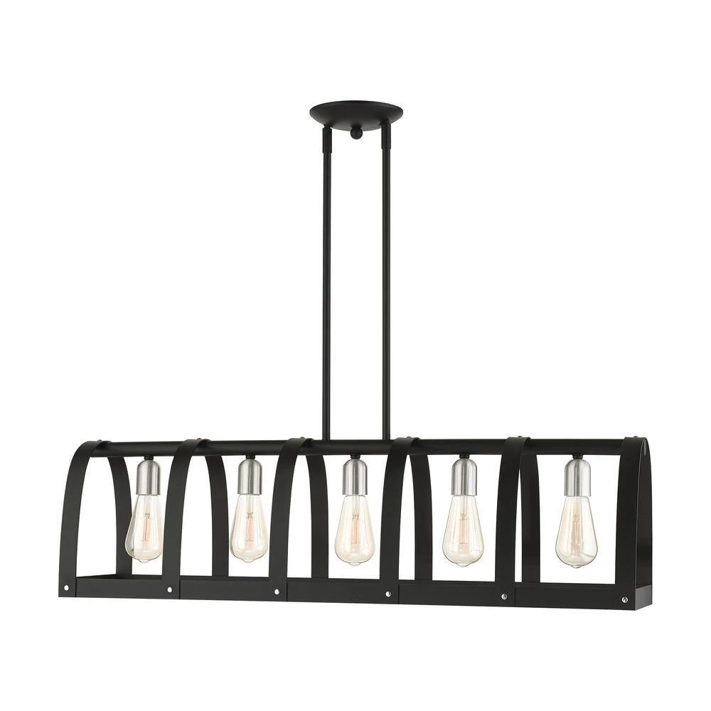 Stoneridge 5 Light Textured Black Linear Chandelier by Livex Lighting 6 Stoneridge 5 Light Textured Black Linear Chandelier by Livex Lighting - Image 6