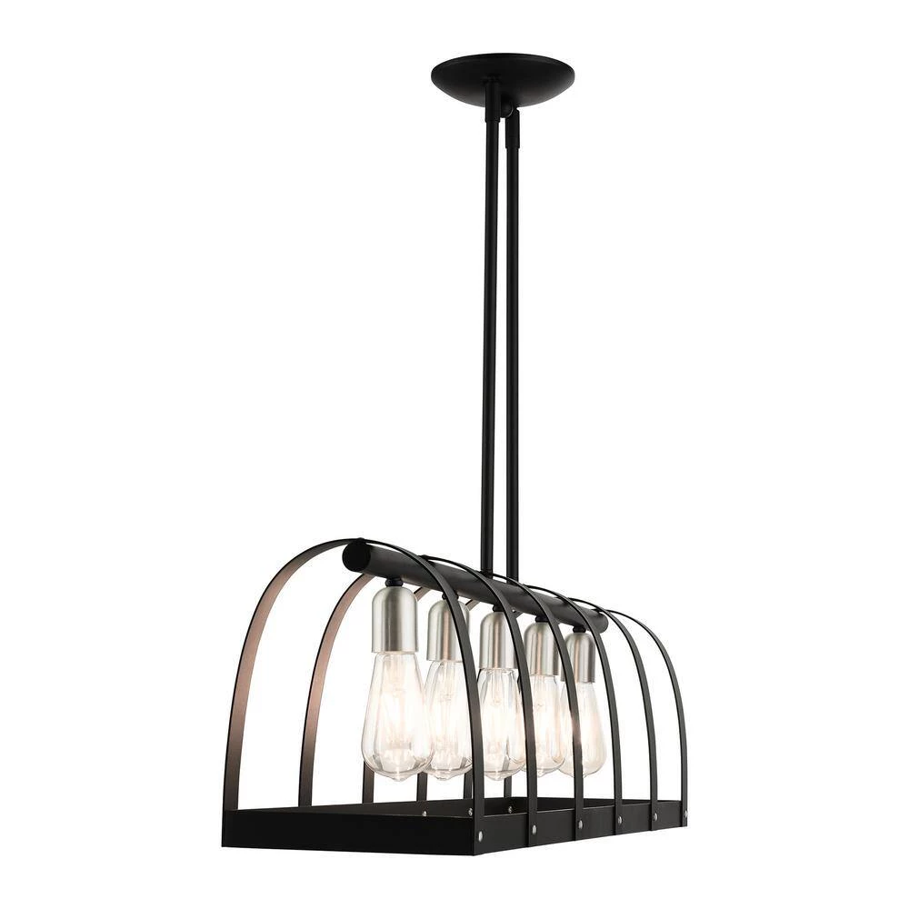 Stoneridge 5 Light Textured Black Linear Chandelier by Livex Lighting 10 Stoneridge 5 Light Textured Black Linear Chandelier by Livex Lighting - Image 10