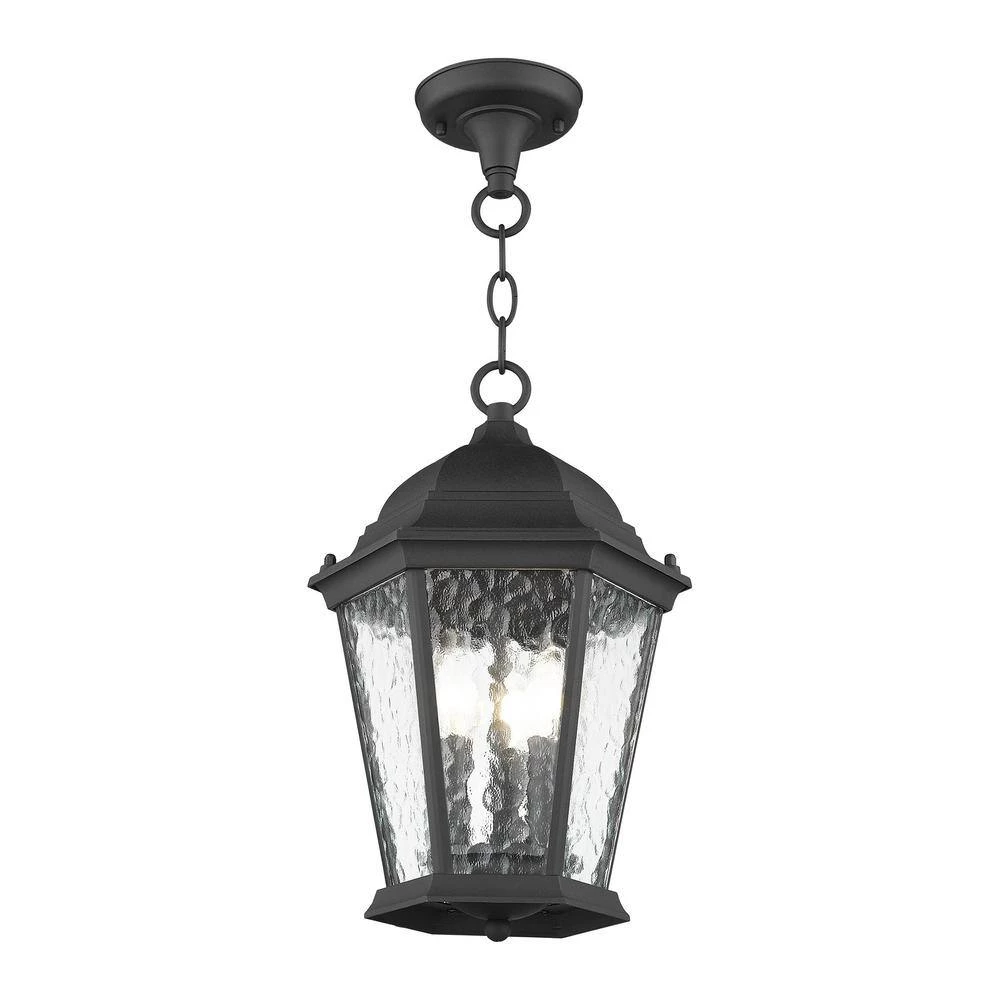 Hamilton 3 Light Textured Black Outdoor Pendant Lantern by Livex Lighting 4 Hamilton 3 Light Textured Black Outdoor Pendant Lantern by Livex Lighting - Image 4