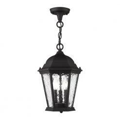 Hamilton 3 Light Textured Black Outdoor Pendant Lantern by Livex Lighting