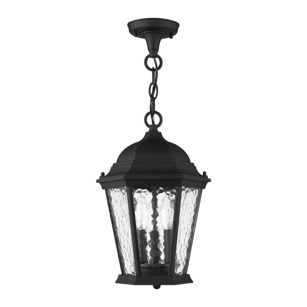 Hamilton 3 Light Textured Black Outdoor Pendant Lantern by Livex Lighting 2 Hamilton 3 Light Textured Black Outdoor Pendant Lantern by Livex Lighting - Image 2