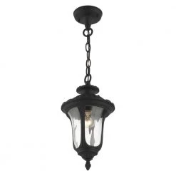 Oxford 1 Light Textured Black Outdoor Pendant Lantern by Livex Lighting -Livex Lighting shop textured black livex lighting outdoor pendant lights 7849 14 1f 1000
