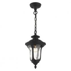 Oxford 1 Light Textured Black Outdoor Pendant Lantern by Livex Lighting -Livex Lighting shop textured black livex lighting outdoor pendant lights 7849 14 4f 1000