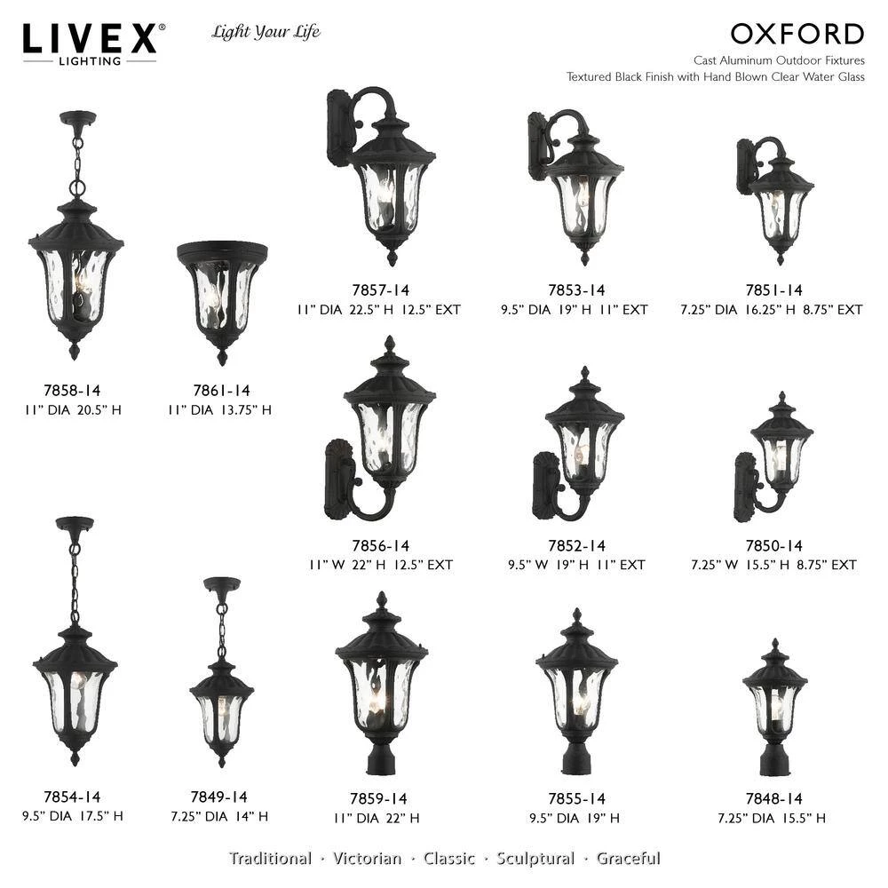 Oxford 1 Light Textured Black Outdoor Wall Sconce by Livex Lighting 10 Oxford 1 Light Textured Black Outdoor Wall Sconce by Livex Lighting - Image 10