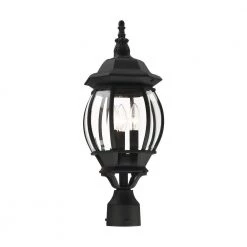Frontenac 3 Light Textured Black Outdoor Post Top Lantern by Livex Lighting -Livex Lighting shop textured black livex lighting post lanterns 7526 14 1f 1000