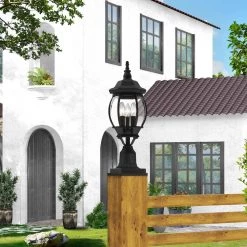 Frontenac 3 Light Textured Black Outdoor Post Top Lantern by Livex Lighting -Livex Lighting shop textured black livex lighting post lanterns 7526 14 40 1000