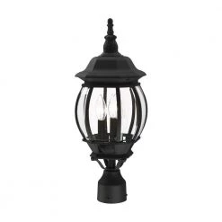 Frontenac 3 Light Textured Black Outdoor Post Top Lantern by Livex Lighting -Livex Lighting shop textured black livex lighting post lanterns 7526 14 44 1000