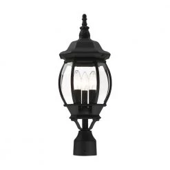 Frontenac 3 Light Textured Black Outdoor Post Top Lantern by Livex Lighting -Livex Lighting shop textured black livex lighting post lanterns 7526 14 4f 1000