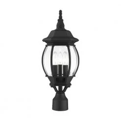 Frontenac 3 Light Textured Black Outdoor Post Top Lantern by Livex Lighting