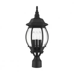 Frontenac 3 Light Textured Black Outdoor Post Top Lantern by Livex Lighting -Livex Lighting shop textured black livex lighting post lanterns 7526 14 c3 1000