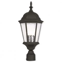 Hamilton 3 Light Textured Black Outdoor Post Top Lantern by Livex Lighting