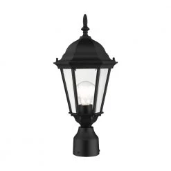 Hamilton 1 Light Textured Black Outdoor Post Top Lantern by Livex Lighting -Livex Lighting shop textured black livex lighting post lanterns 7558 14 1f 1000