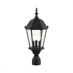 Hamilton 3 Light Textured Black Outdoor Post Top Lantern by Livex Lighting -Livex Lighting shop textured black livex lighting post lanterns 7563 14 1f 1000