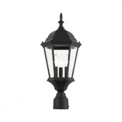 Hamilton 3 Light Textured Black Outdoor Post Top Lantern by Livex Lighting -Livex Lighting shop textured black livex lighting post lanterns 7563 14 4f 1000