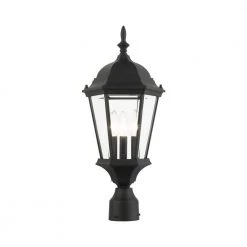 Hamilton 3 Light Textured Black Outdoor Post Top Lantern by Livex Lighting