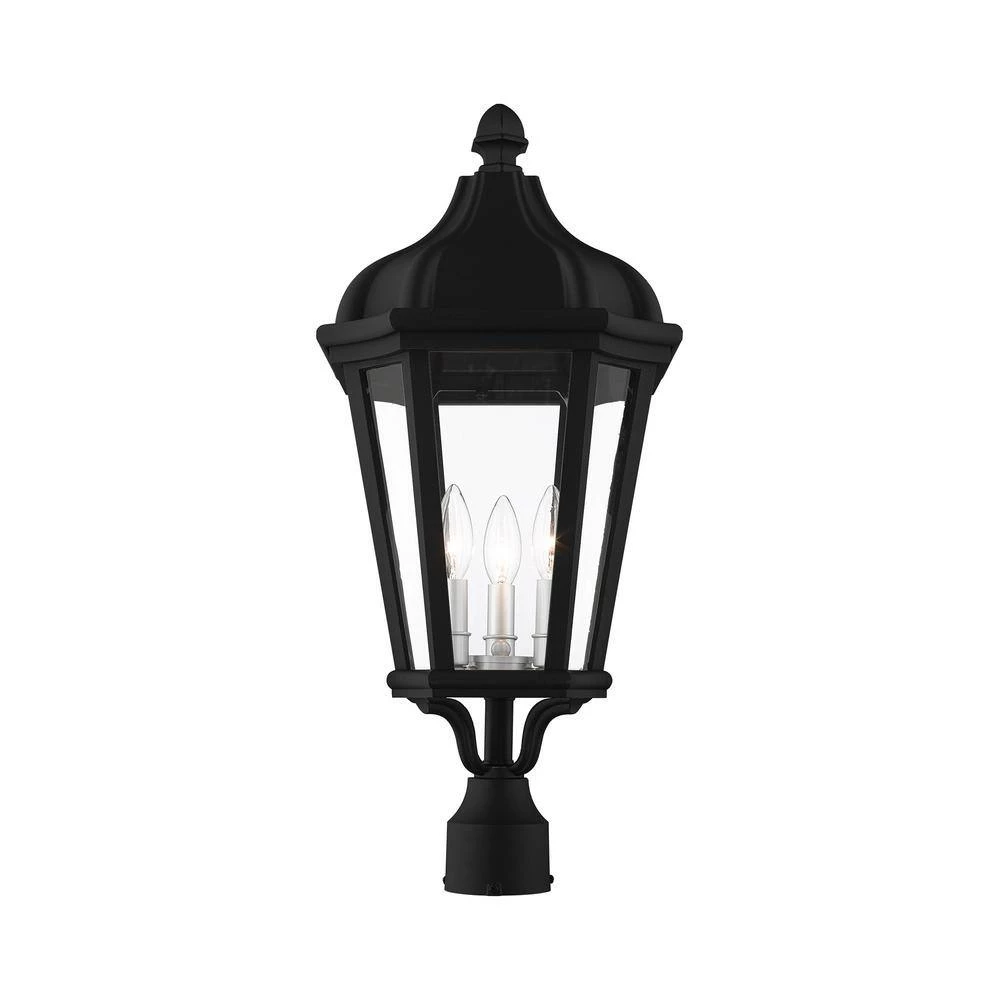 Morgan 3 Light Textured Black Outdoor Post Top Lantern by Livex Lighting 3 Morgan 3 Light Textured Black Outdoor Post Top Lantern by Livex Lighting - Image 3