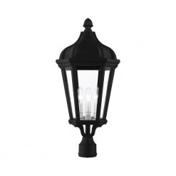 Morgan 3 Light Textured Black Outdoor Post Top Lantern by Livex Lighting