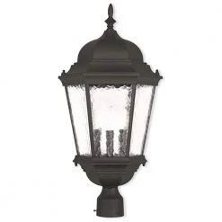 Hamilton 3 Light Textured Black Outdoor Post Top Lantern by Livex Lighting