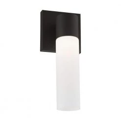 Aero 1 Light Textured Black ADA Wall Sconce with Hand Blown Satin Opal White Twist Lock Glass by Livex Lighting -Livex Lighting shop textured black livex lighting vanity lighting 10101 14 1f 1000